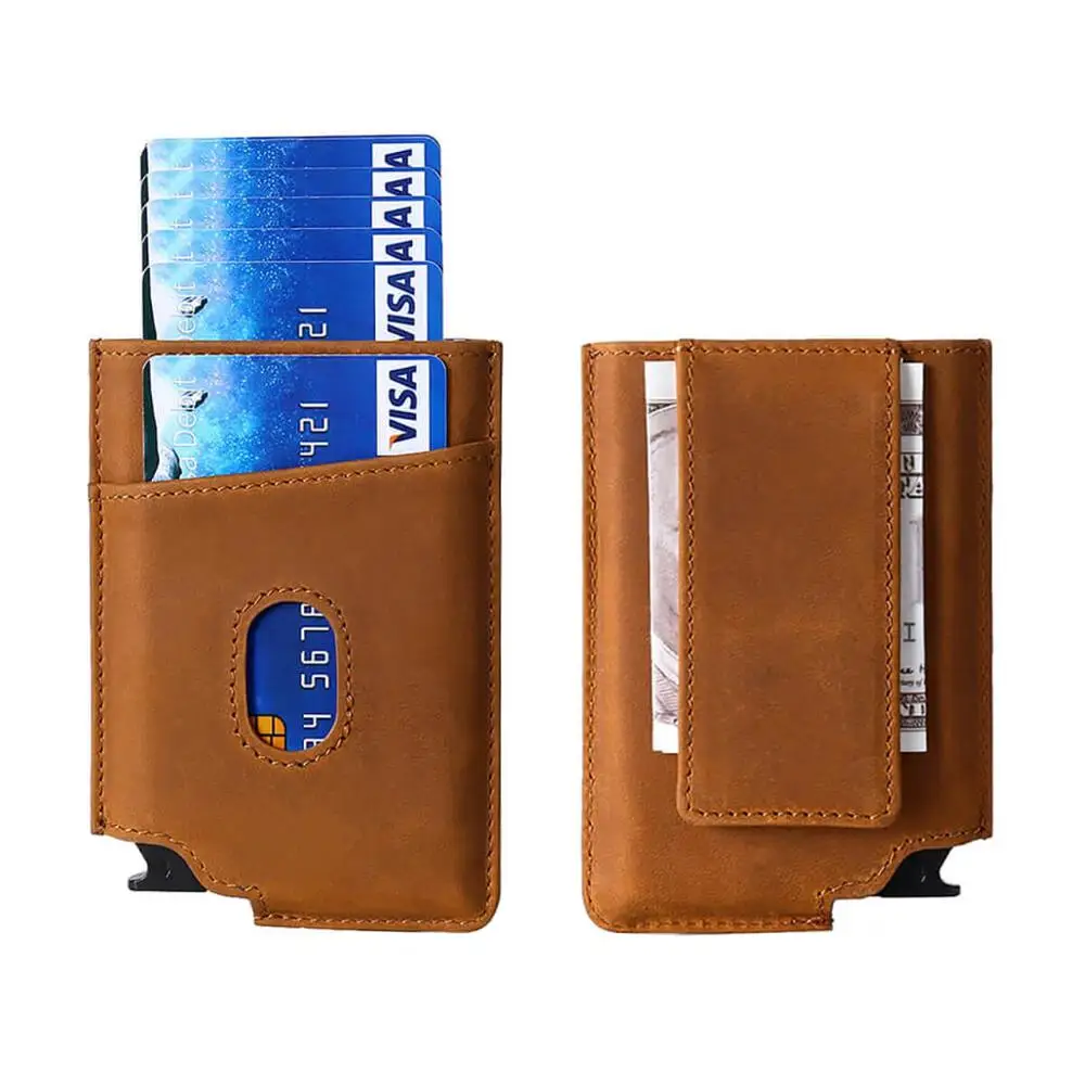 Minimalist Mens RFID Block Wallet Slim Leather Pocket Credit Card Money Holder 
