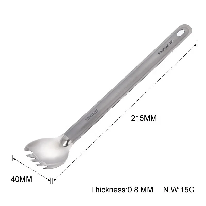 Ti Artisan Titanium Spoon Fork Set Extended Light Soup Spork for Outdoor Camping Tableware