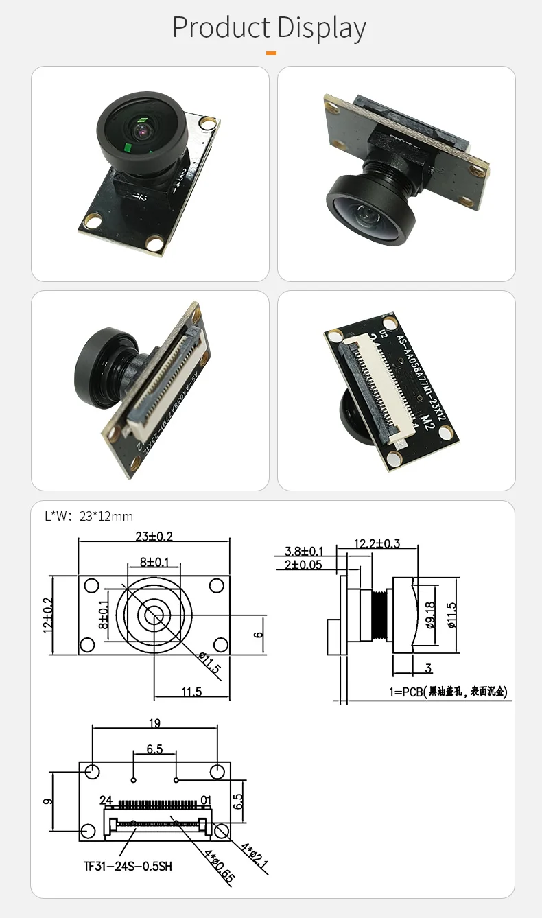 DGZX High definition 0.3MP VGA 100 frame OV7750 global exposure RGB scanning intelligent wearable camera module插图1