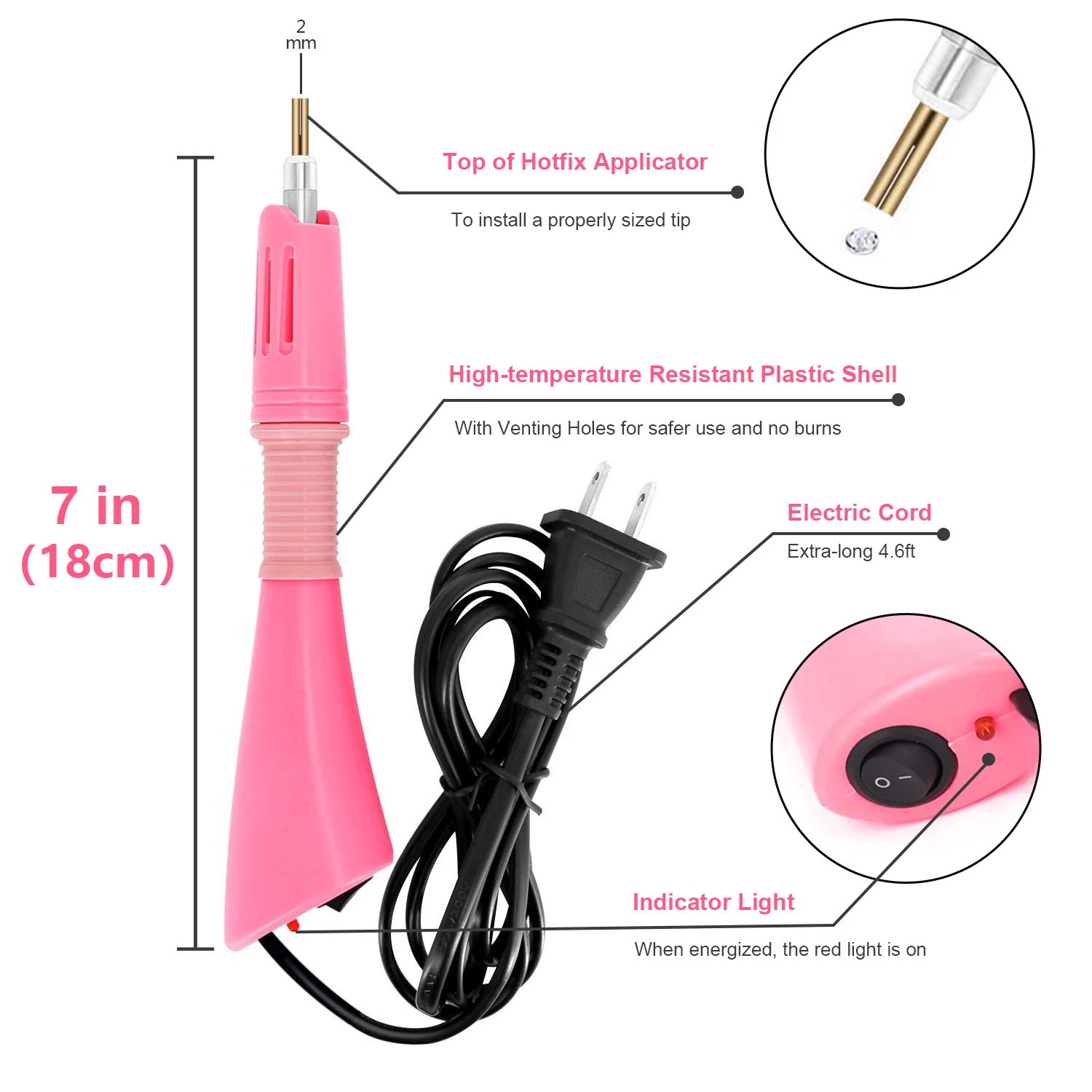 Oleeya Factory Wholesale Pink Hot Fix Rhinestones Tool Hotfix Gemstones Applicator