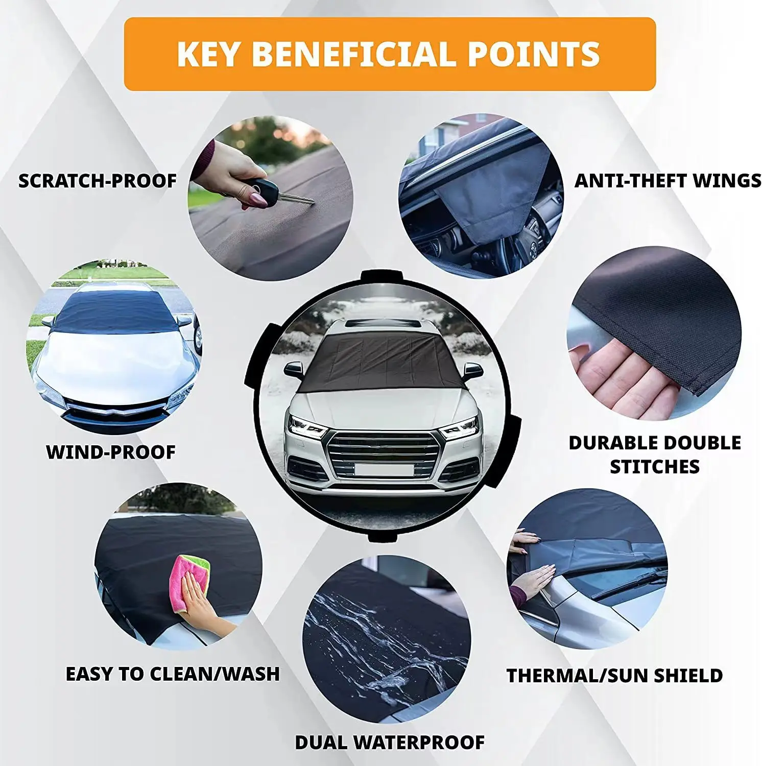 Оксфордское покрытие для лобового стекла автомобиля подходит для льда, снега, изоляции мороза и взрывов через границу