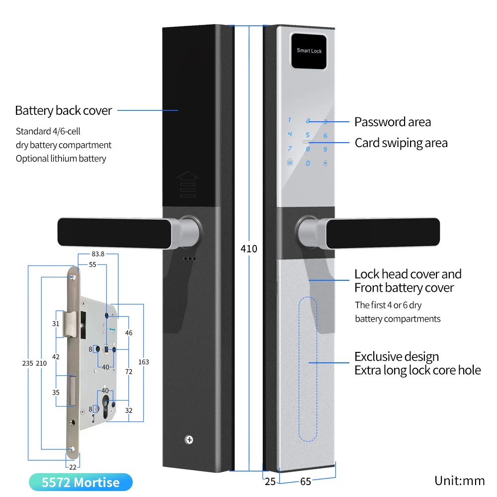 Eseye High Quality TTlock App Control 6068 Security Mortise Door Locks for Wooden Digital IC Card Key Hotel Door Lock
