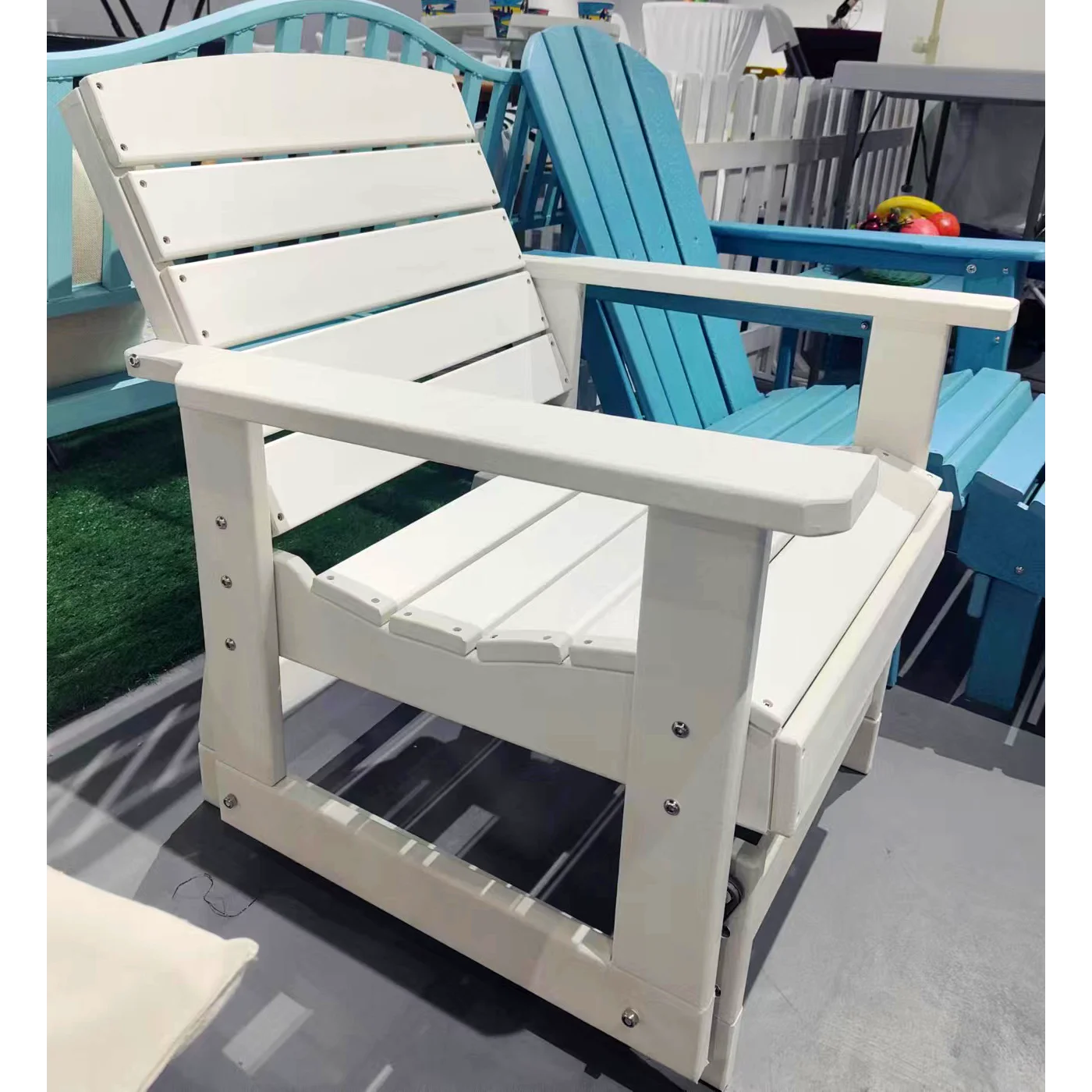 Modern Customized Color Outdoor Furniture HDPE Plastic Garden Waterproof  Adirondack Chairs Rocking, image size:1400x1400