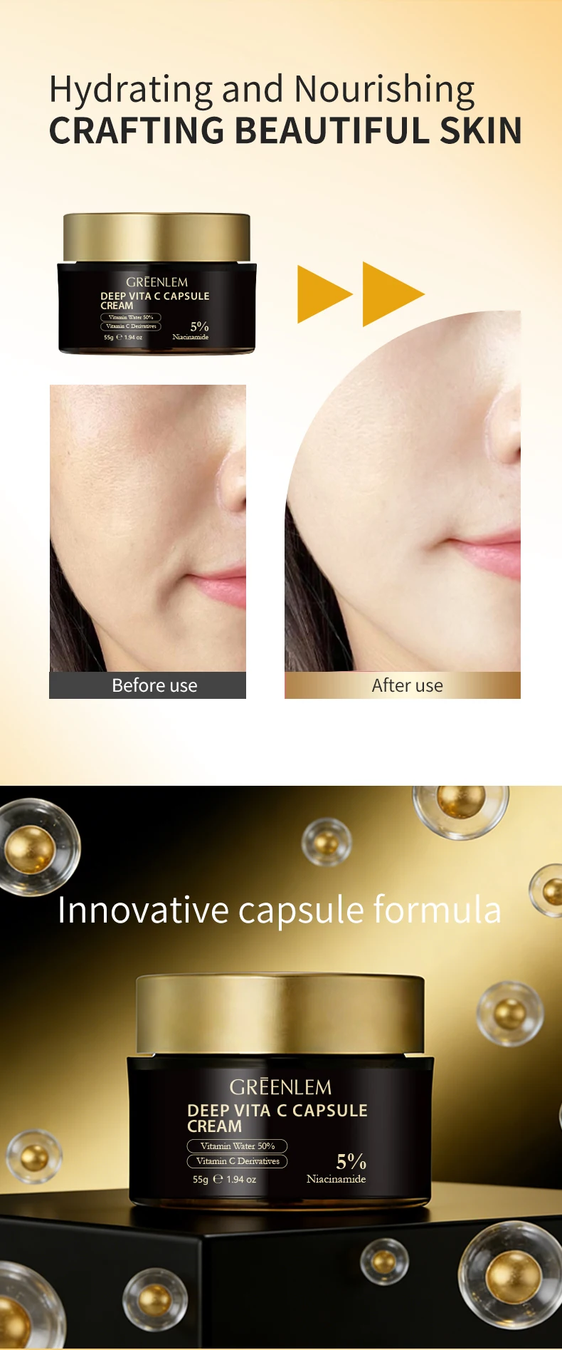 Private Label VC Capsule Face Cream & Lotion Collagen Beauty Cream for Glowing Skin Whitening Moisturizer Retinol Skin Care(pic3)