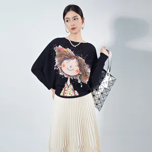 Fast Shipping High Quality Women's Casual Shirt Loose Free Size Elastic Stretch Miyake Pleated Top