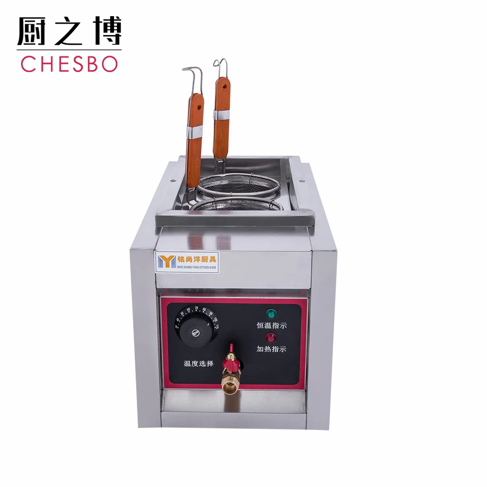 Commercial Use 2 Basket Counter Table Top Mini Electric Noodle Pasta Cooker for Restaurants Snack Bars Pedestrian Streets