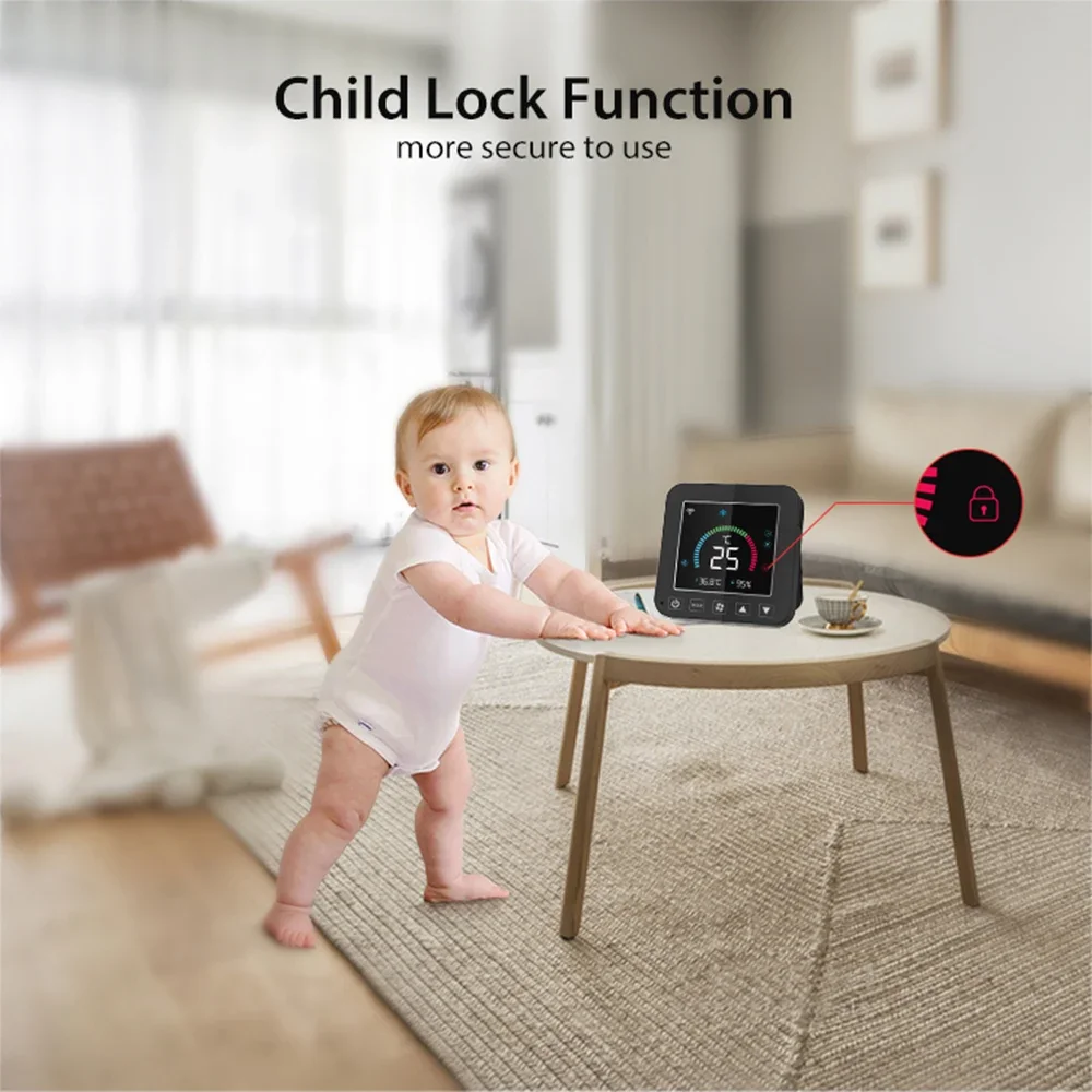 Tuya Smart Remote Control for AC Universal LCD Color Backlight Screen Thermostat with Temperature & Humidity Display