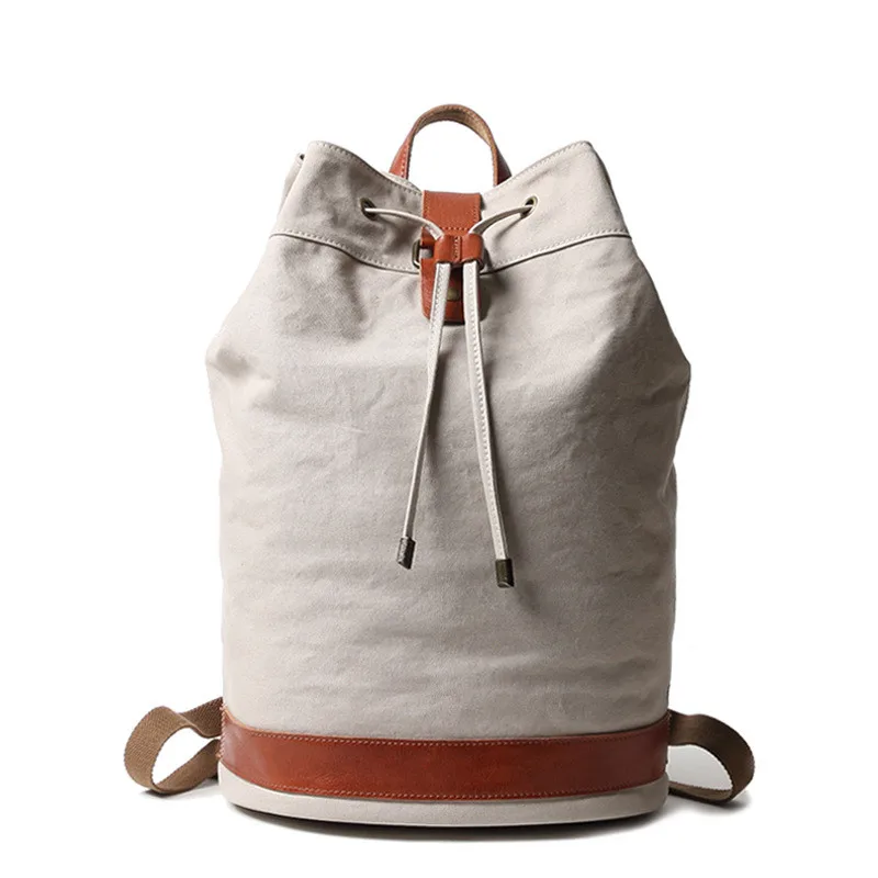 new arrivals canvas bucket backpack college style school bag outdoor travel backpack leisure laptop bag