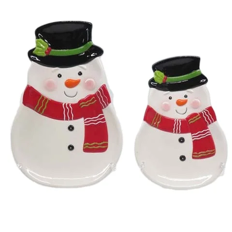 PRETYZOOM Plateau De Service Bonhomme De Neige Noël En Bois - Assiette Décorative Pour Collations Et Fêtes