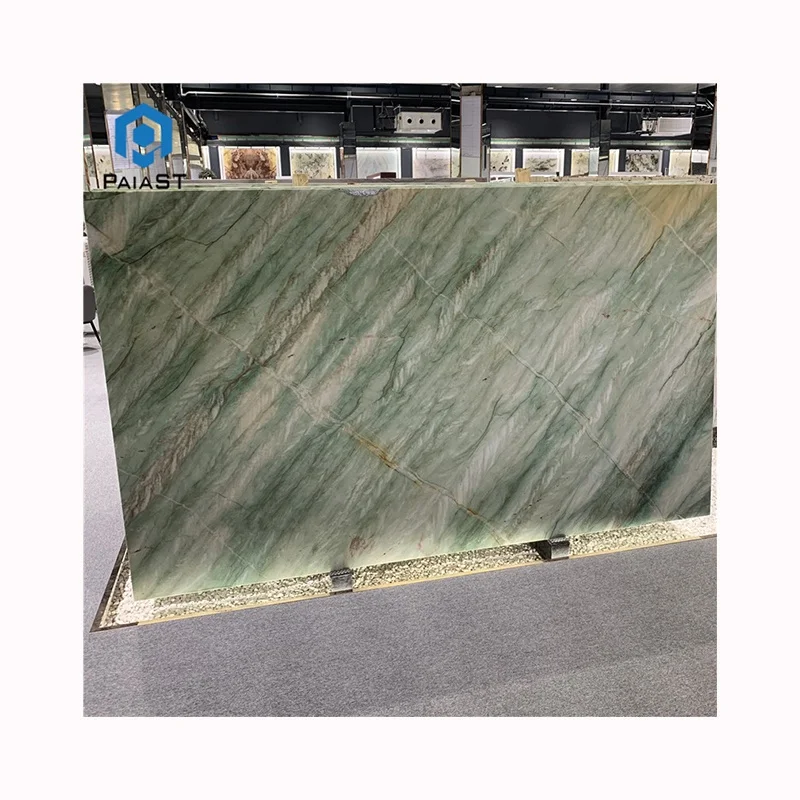 Изумрудные кварцитовые плиты, экзотический полированный бразильский зеленый гранит Paia Stone для облицовки внутренних стен гостиничных проектов, толщина 1/-1 мм.