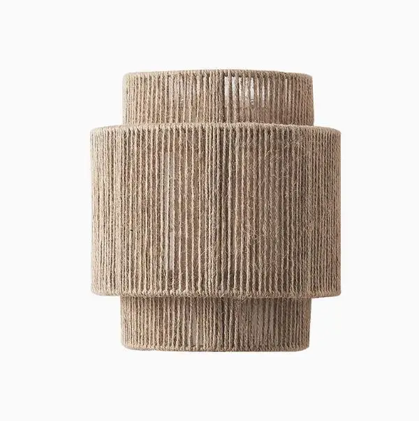 Luminária de parede LED moderna em bambu e rattan trançado à mão, estilo artístico japonês criativo, para cabeceira, 220V, ideal para sala de estar e quarto._voghion.com