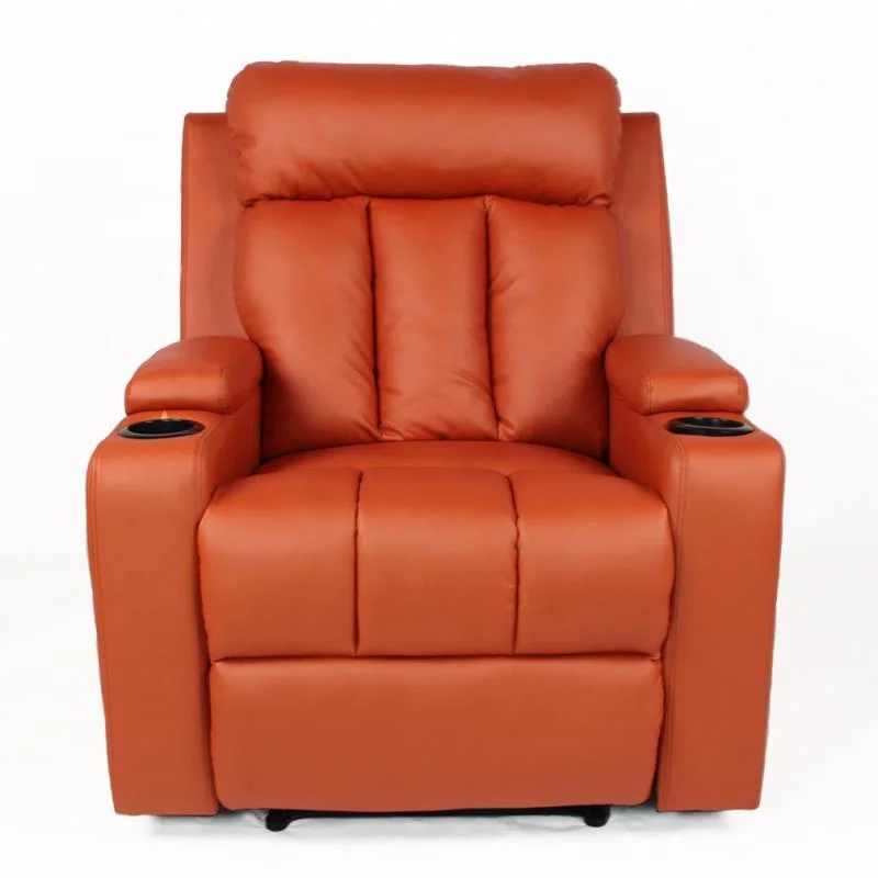 Ready To Ship MOQ 1PC  Luxury Leather Swivel Glider Manual Recliner Chair with cup holder 333032