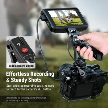 NEEWER NATO Top Handle with Record Button, Comfort Silicone Grip with QR NATO Clamp, 3/8" ARRI Locating Hole, Cold Shoes 1/4" detail image