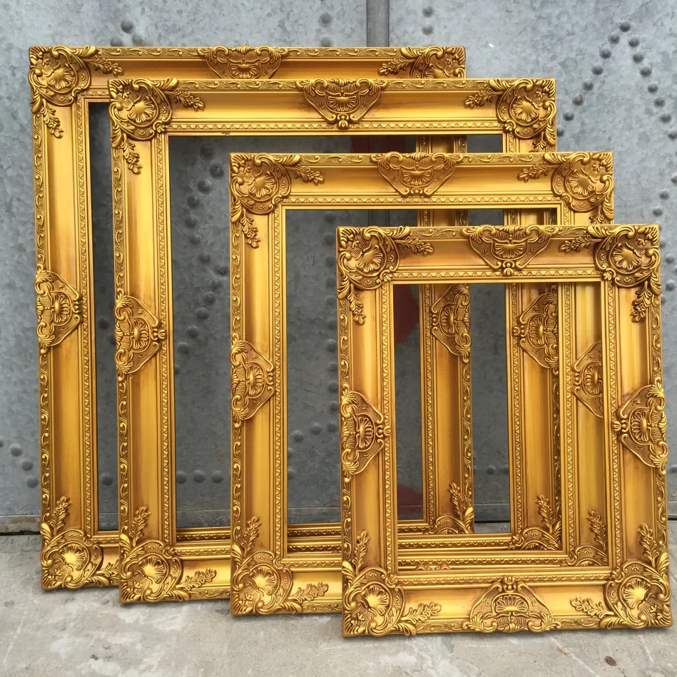 Factory Wholesale Large 60x90cm Baroque Ornate Gold Wooden Picture Frames For Mirror And