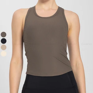 Custom Women's Summer Sleeveless Tank Tops Breathable Lightweight Ribbed Fabric Workout Yoga Sportswear Racerback Slim Fit