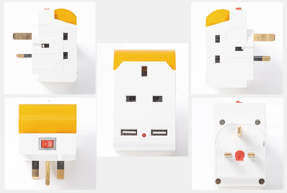 13A предохранитель, 3 способа, вилка стандарта Великобритании, адаптер для путешествий с одним переключателем, светодиодный ночник с USB портами