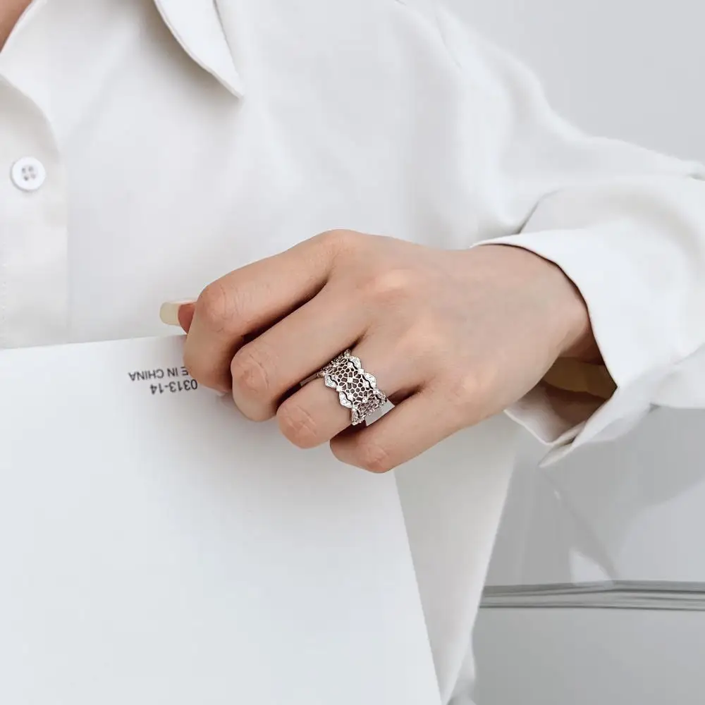 KAKODIY Beehive Elegant Engagement Wedding 5A Zircon 925 Sterling Silver Ring for Women detail 3