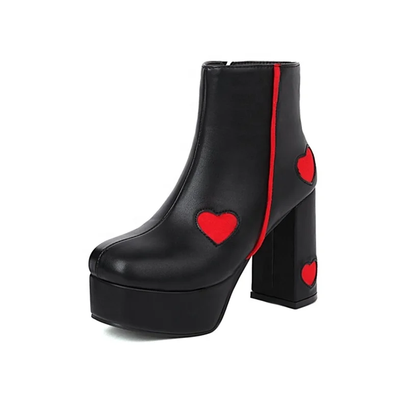 Lovely Heart Shape Pattern Shot Ankle Boots for Ladies