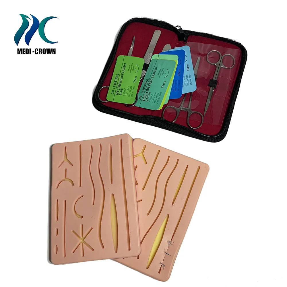 Подушечка для кожи, инструмент, медицинский набор для тренировки швов, модель кожи, антидермальный силикон с чехлом