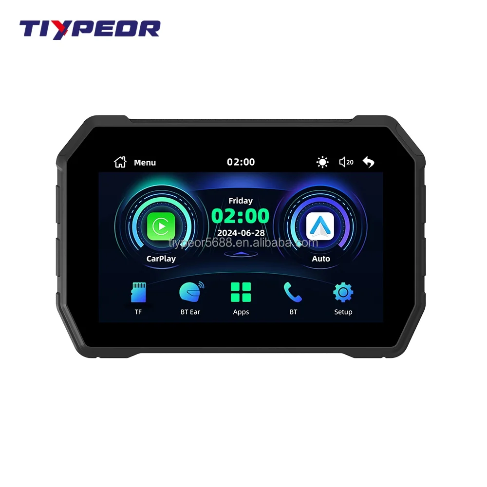 product tiypeor 5 inch motorcycle monitor wireless carplay android auto screen motorcycle navigation motorcycle wireless gps-6