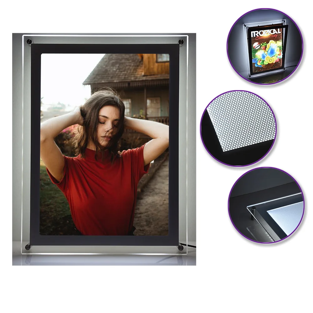 ライトボックスフィルムLEDフォトフレームライトアップ額縁屋内壁掛け