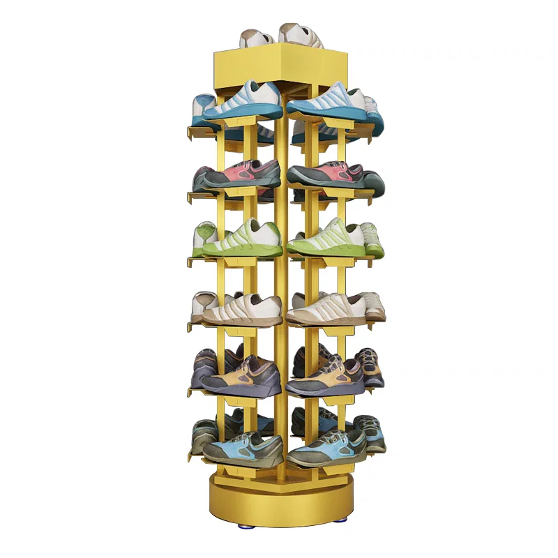 Commercial Store Shoe Rack Display Rack Free Standing Storage 360 Rotatable  Sneaker Basketball Shoes Rotating Display Stand