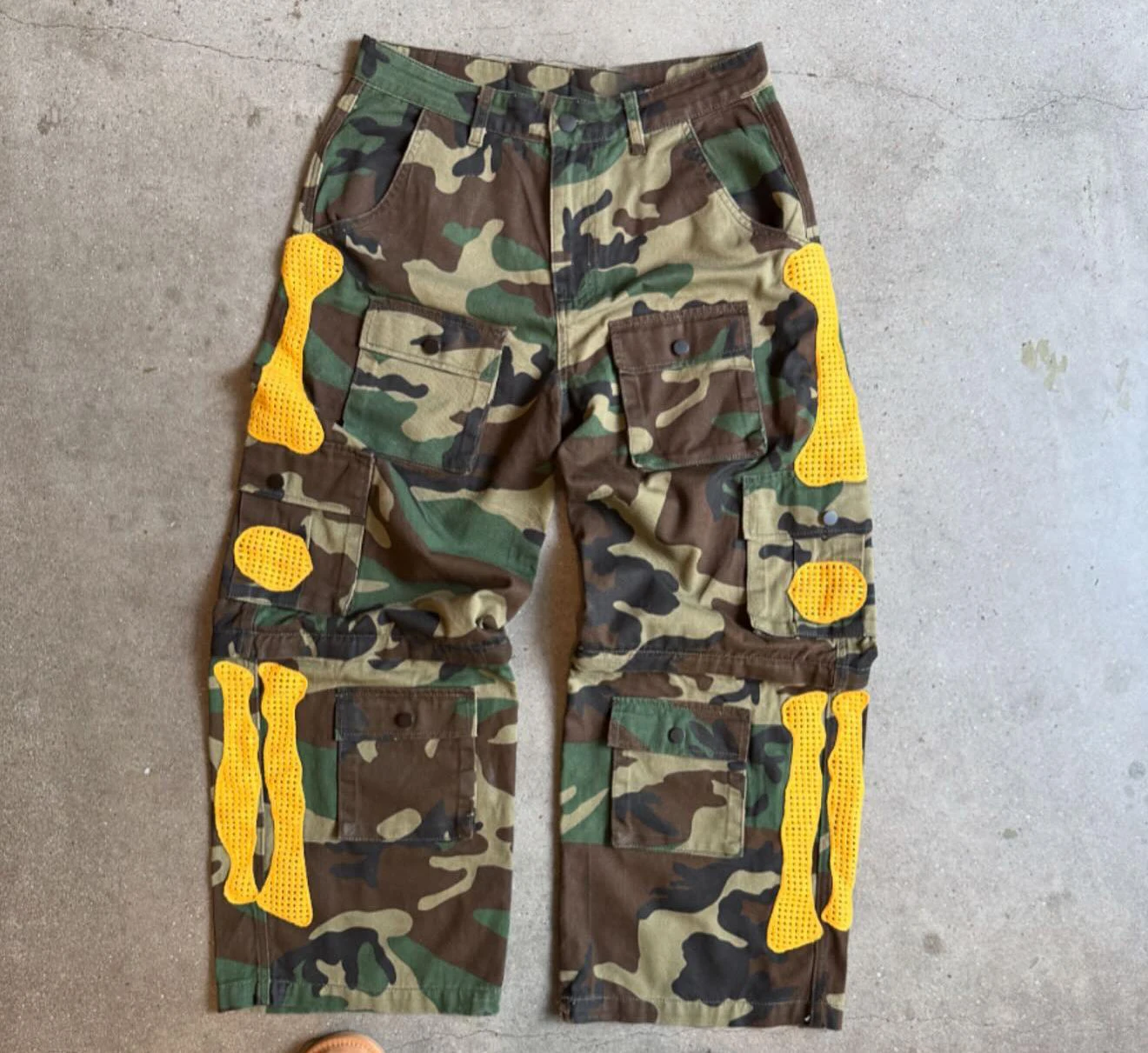 Vintage Custom Designer Embroidered Cargo Side Pocket Rubber Print Straight Men's Detachable Sweatpants