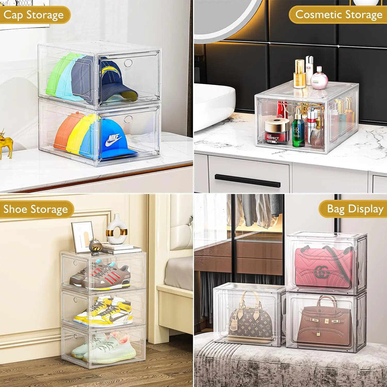 Wholesale Transparent Plastic Sneaker Stackable Shoe Storage Boxes Drop ...