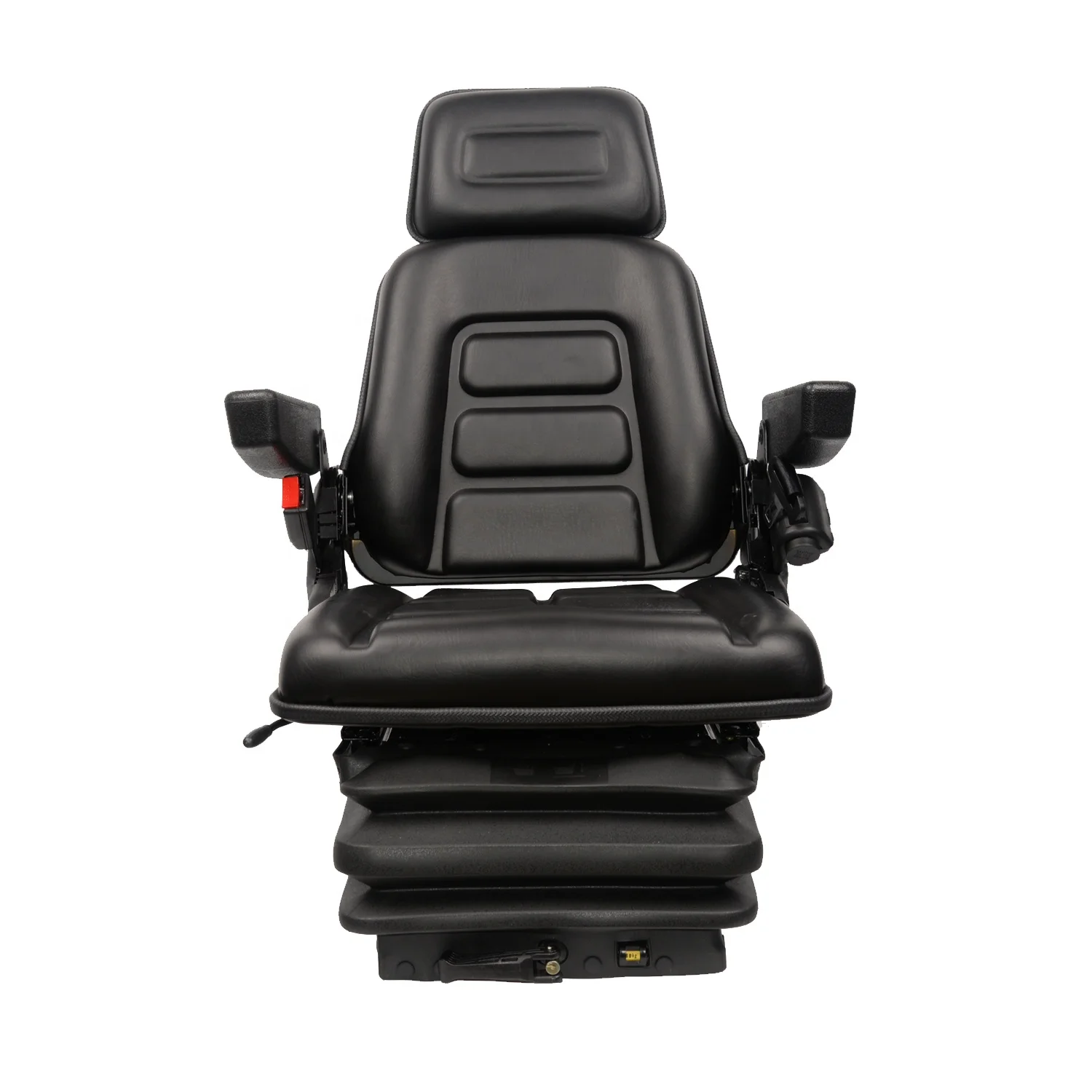 VEVOR Universal Tractor Seat High Back Folding Forklift Seat w/ Retractable Seat Belt Adjustable Backrest and Slide Rail Waterproof PVC Mower Seat