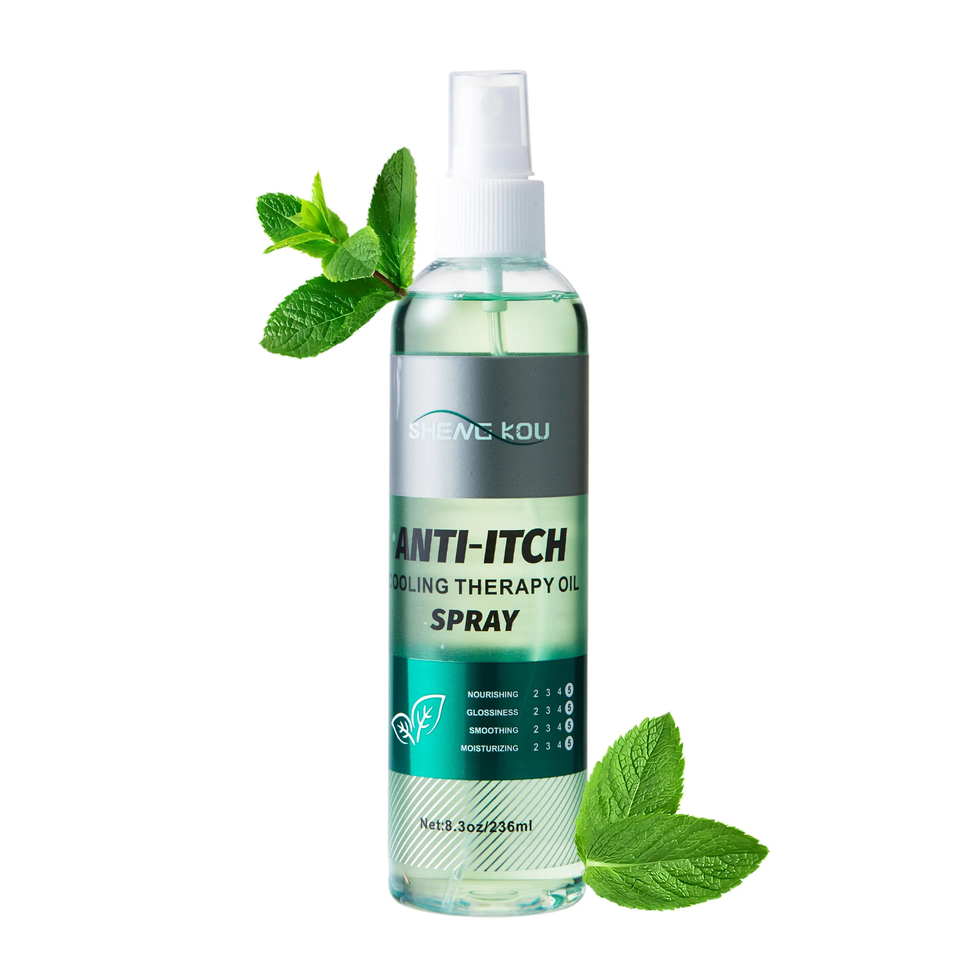 Оптовая продажа, органическое масло перечной мяты, ментоловое сияющее увлажнение, уход за волосами, средство от зуда, масло для волос, спрей