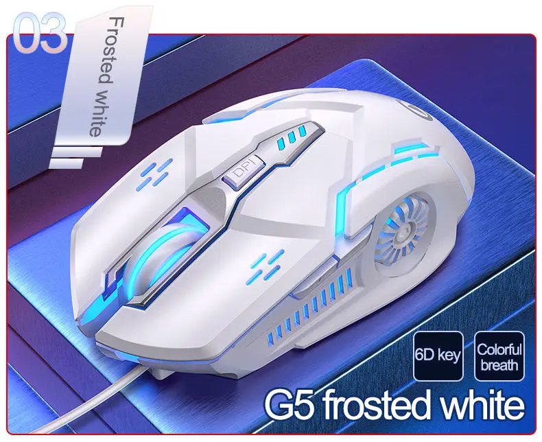 OEM Factory wholesale 3200DPI game esports G5 wired light mouse 6D mechanical mute computer accessories