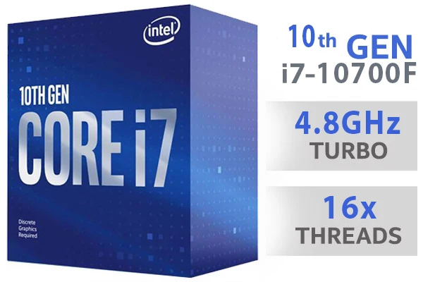 Intel Core I7-10700F CPU Boxed Desktop Processor 8 Cores up to 4.8GHz Without Processor Graphics LGA1200  400 Series Chipset 65W