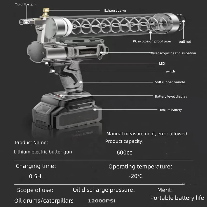 Перезаряжаемый беспроводной автоматический специальный Электрический пневматический масляный пистолет портативный литиевый аккумулятор высокого давления пневматический масляный пистолет