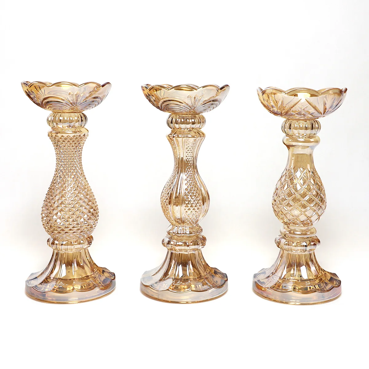 Factory price tall glass pillar candle holders wholesale stem long stem with customization