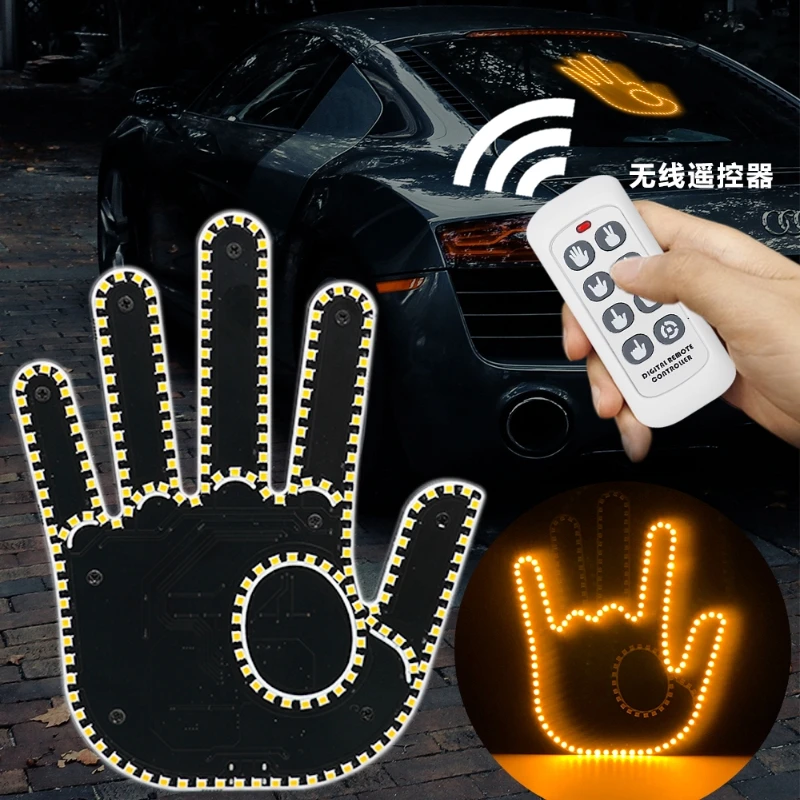 Original 7 Seven Modes Middle Finger Light For Car Window Gesture Led ...