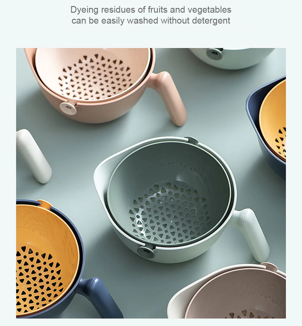 2 In 1 Double Layer Cleaning Vegetable Fruit Washing Kitchen Colander