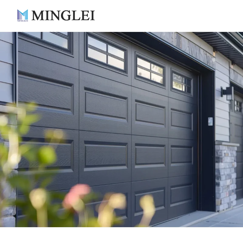 Indywidualne stalowe automatyczne bramy garażowe firmy MINGLEI – segmentowe, zdalnie sterowane, napędzane elektrycznie bramy garażowe do domów