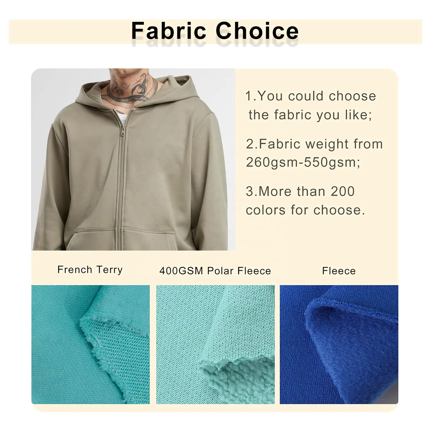 JL815B Double Zip-Up Full Zip up Hoodie 450 Gsm Bulk Plain Blue 100 Cotton Heavyweight Full Zip up Hoodie Men