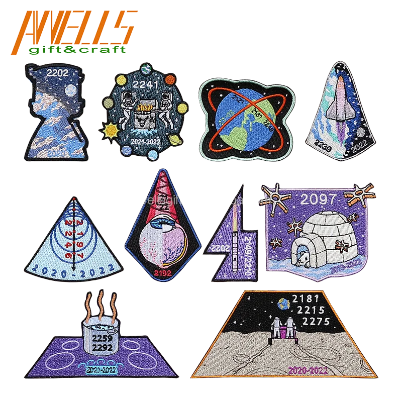 Space Sci-Fi Themed Irregular Embroidered Patches Astronaut Planet Rocket Badges for Clothing & Backpack Decoration by AWELLS