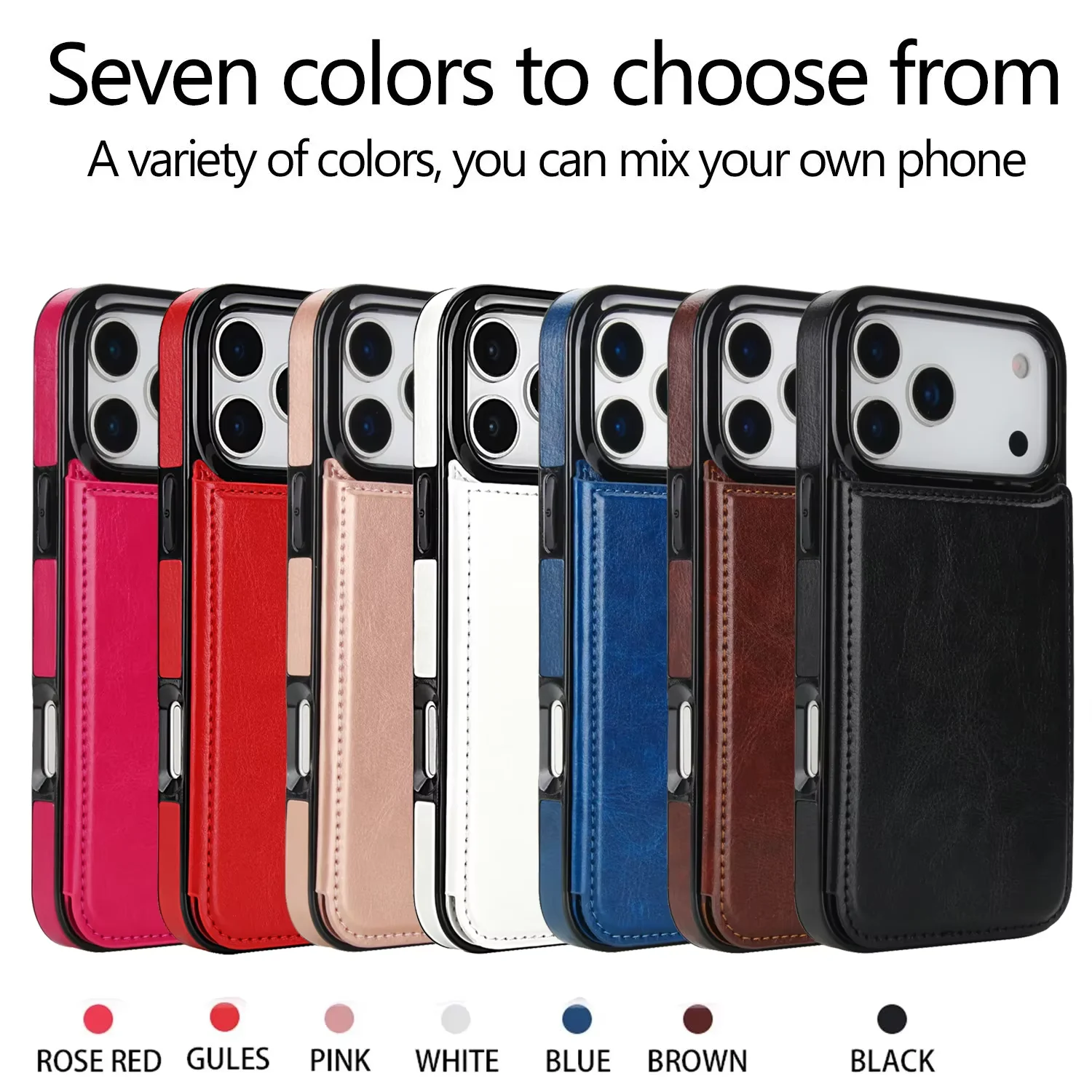 17 pro max  flip cover with 10 card slots cash pocket shockproof protective phone cover-8