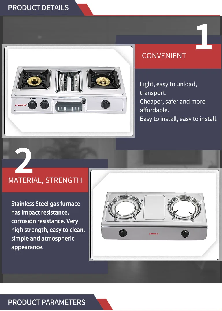 Estufa De Gas De Acero Inoxidable,2 Quemadores,3 En 1,Parrilla Para Horno -  Buy Estufa De Gas Horno,Horno De Cocina 2 Tapa Quemador Cocina De Acero  Inoxidable Wok Latón Cocina Mesa De Estufa