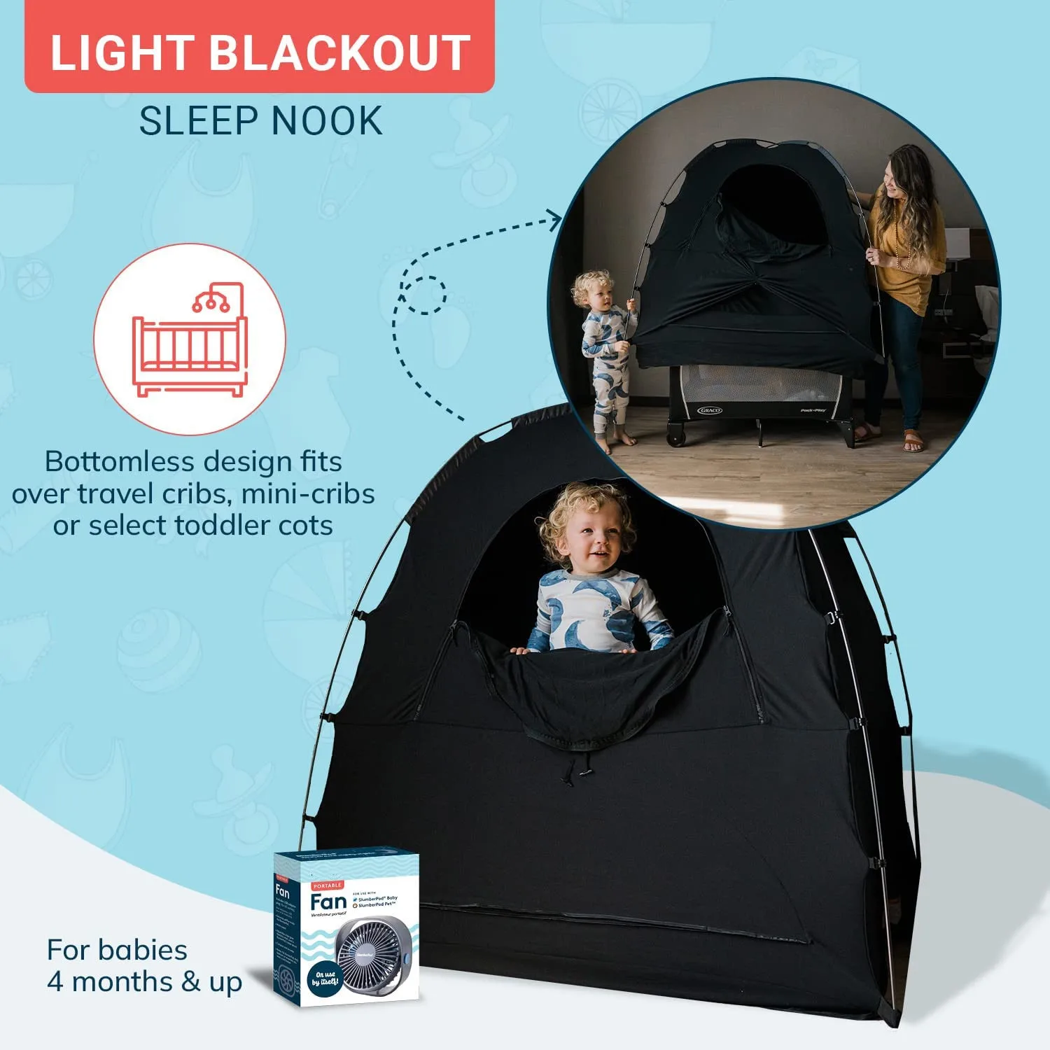 Blackout Crib Inflatable Tent Breathable Fabric Tents To Stop Baby From
