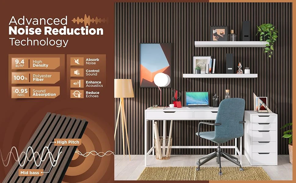 Deep Walnut Acoustic Slat Wood Panels Modern Sound-Absorbing Panels for Living Room Soundproof Panels manufacture