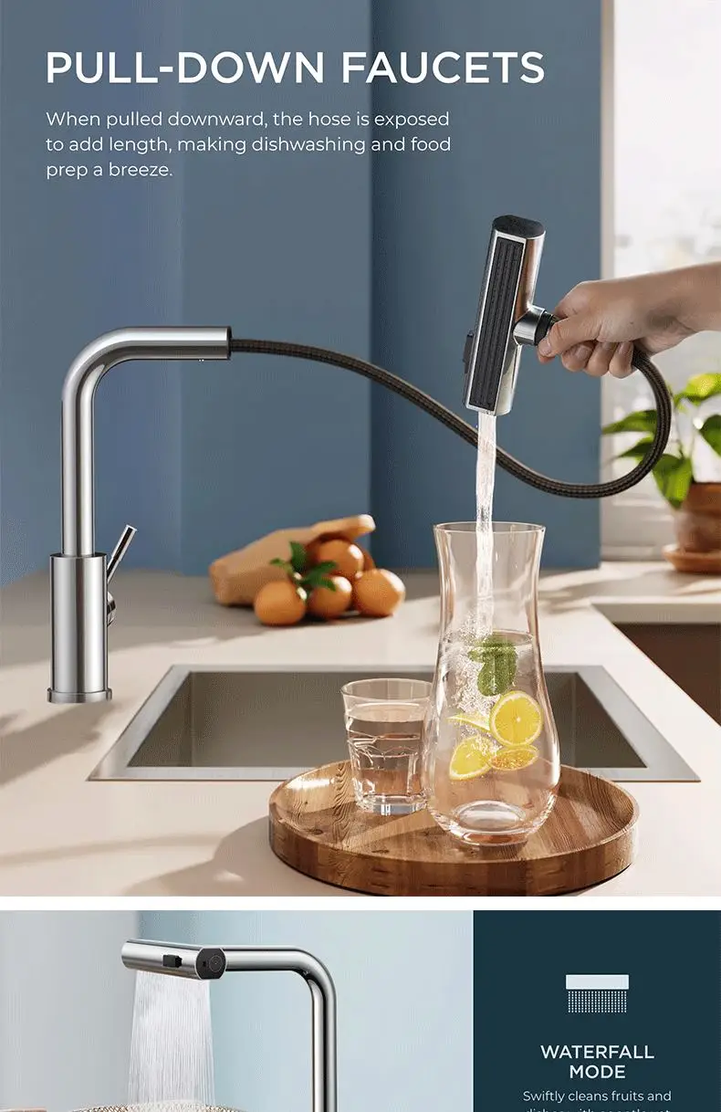 china manufacturer modern design types hot cold mixer faucet 304 sus stainless steel pull out water tap kitchen sink faucet tap