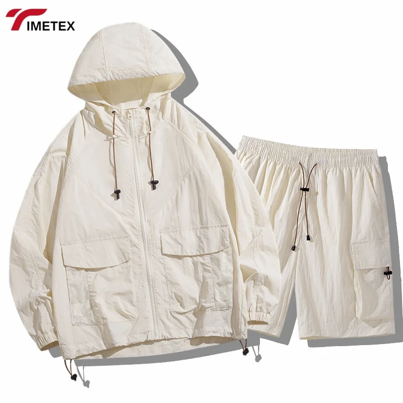 TIMETEX Custom Best Quality Nylon Hooded Windbreaker Set for Unisex Sun-Protected Plus Size Tracksuits Comfortable