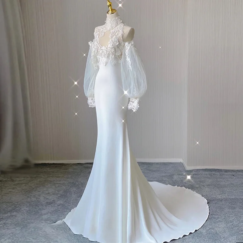 chinese dress ladies Vintage Large Flower Lace Wedding Dress  Brydealo