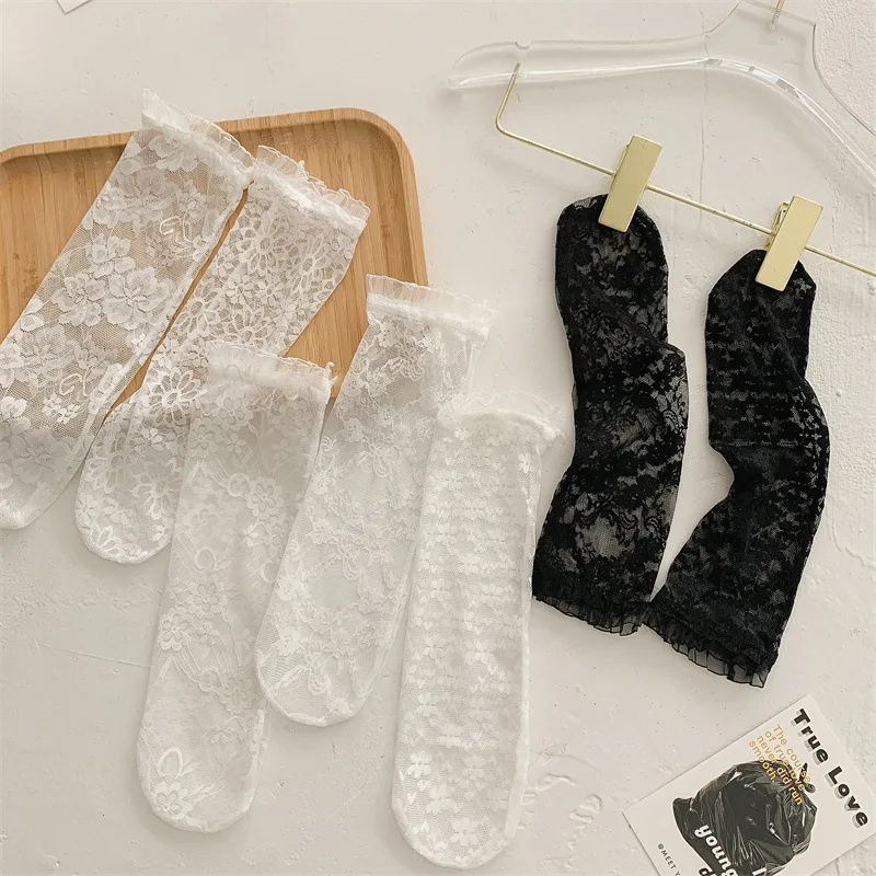 White Frilly Kids Socks Cute Lace Little Girls Socks - Buy Little Girl ...