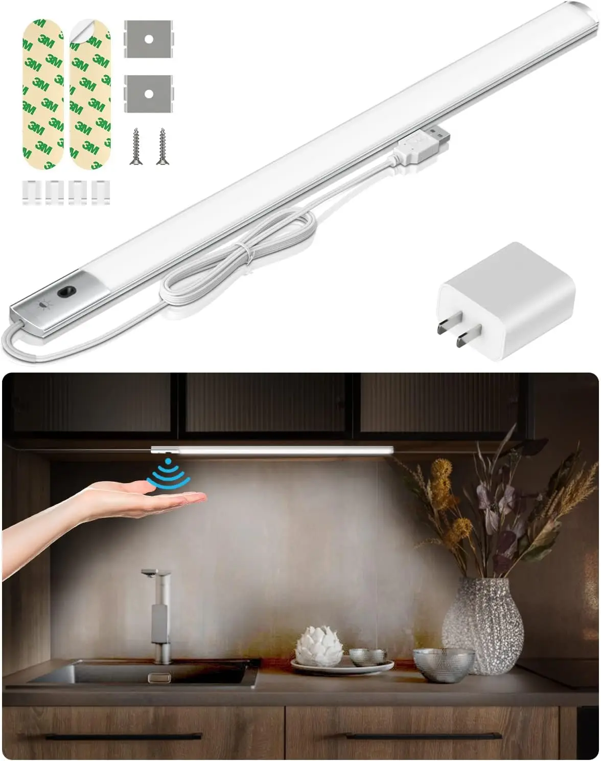AFAEFR LED Under Cabinet Lights, 2 Pack Plug in 11.5 Inch USB Corded