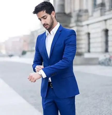 For Men Royal Blue And White Formal Dress Blue Pant White Shirt