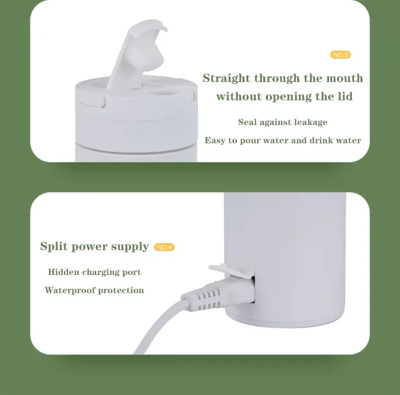 Intelligent Heating Electric Water Cup with Integrated Insulation Cup, Portable Travel Office Mini Small Stainless Steel Kettle